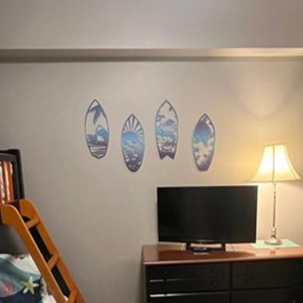 NEW 4Pcs Metal Surf Board Wall Decor Summer Surfboard Beach Signs. - Picture 2 of 9